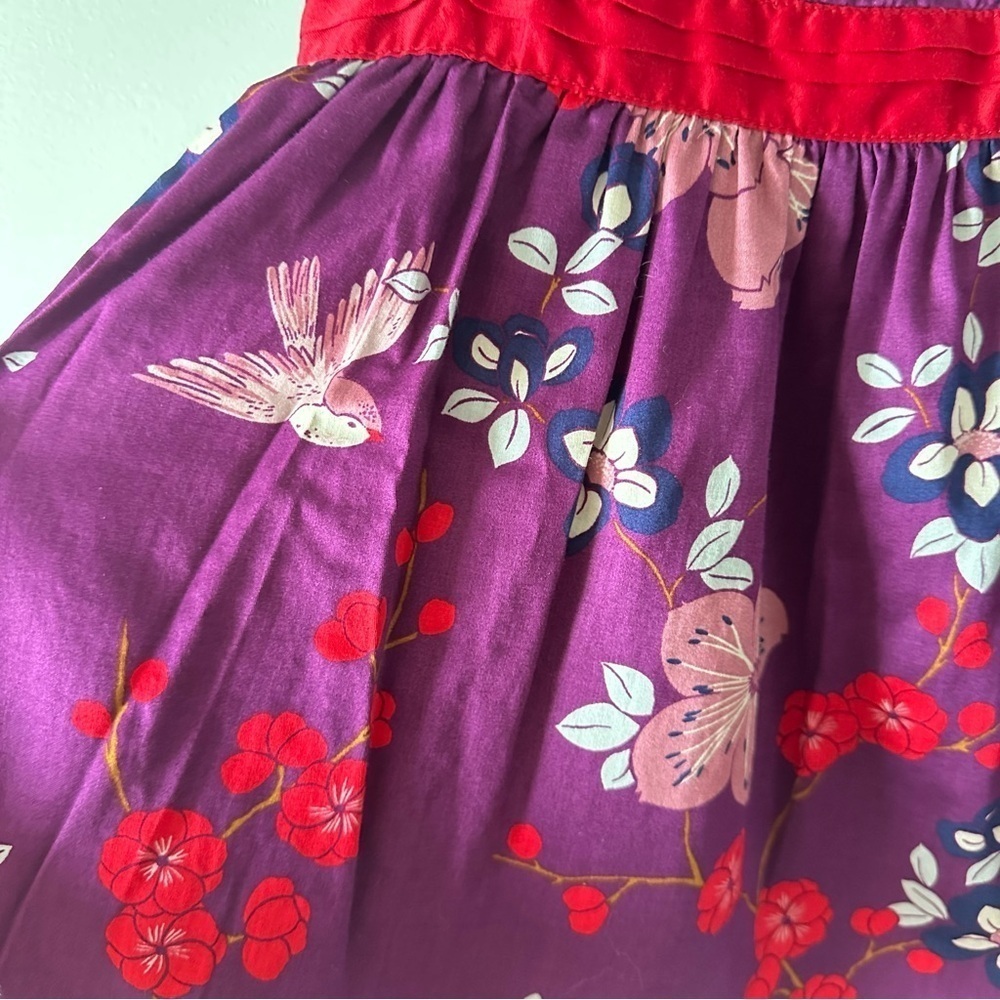 Tea Collection Destination China Dress Purple Floral Pink Birds 18-24 Months - Picture 4 of 11
